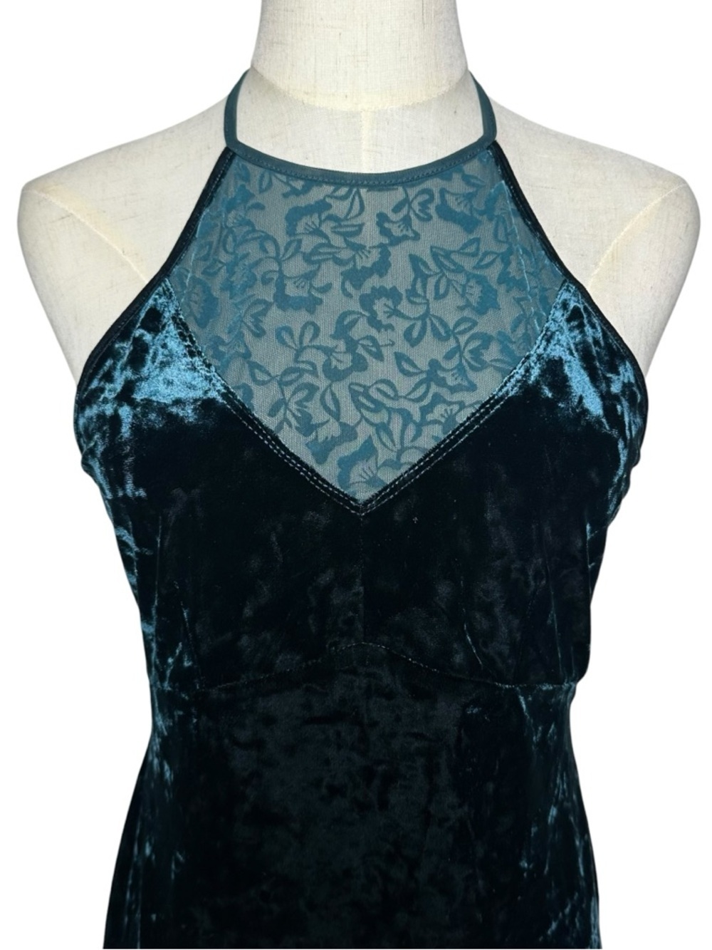Intimately Free People Medium Velvet Lace Sleeveless Mini Dress Emerald Green - Picture 4 of 11